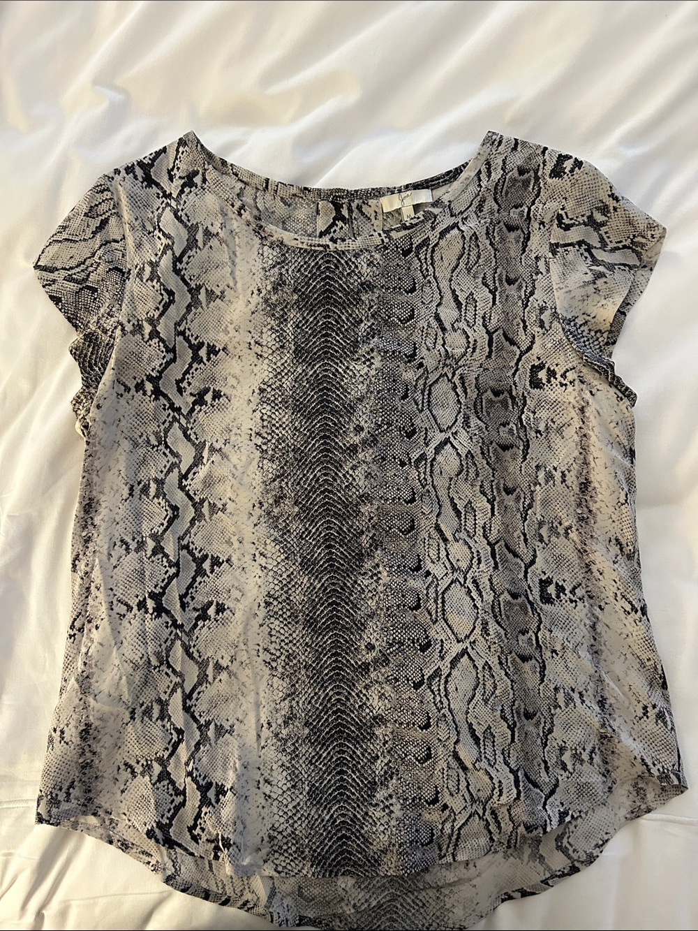 Joie Snake-Print Cap Sleeve Silk Blouse - Black, Gray